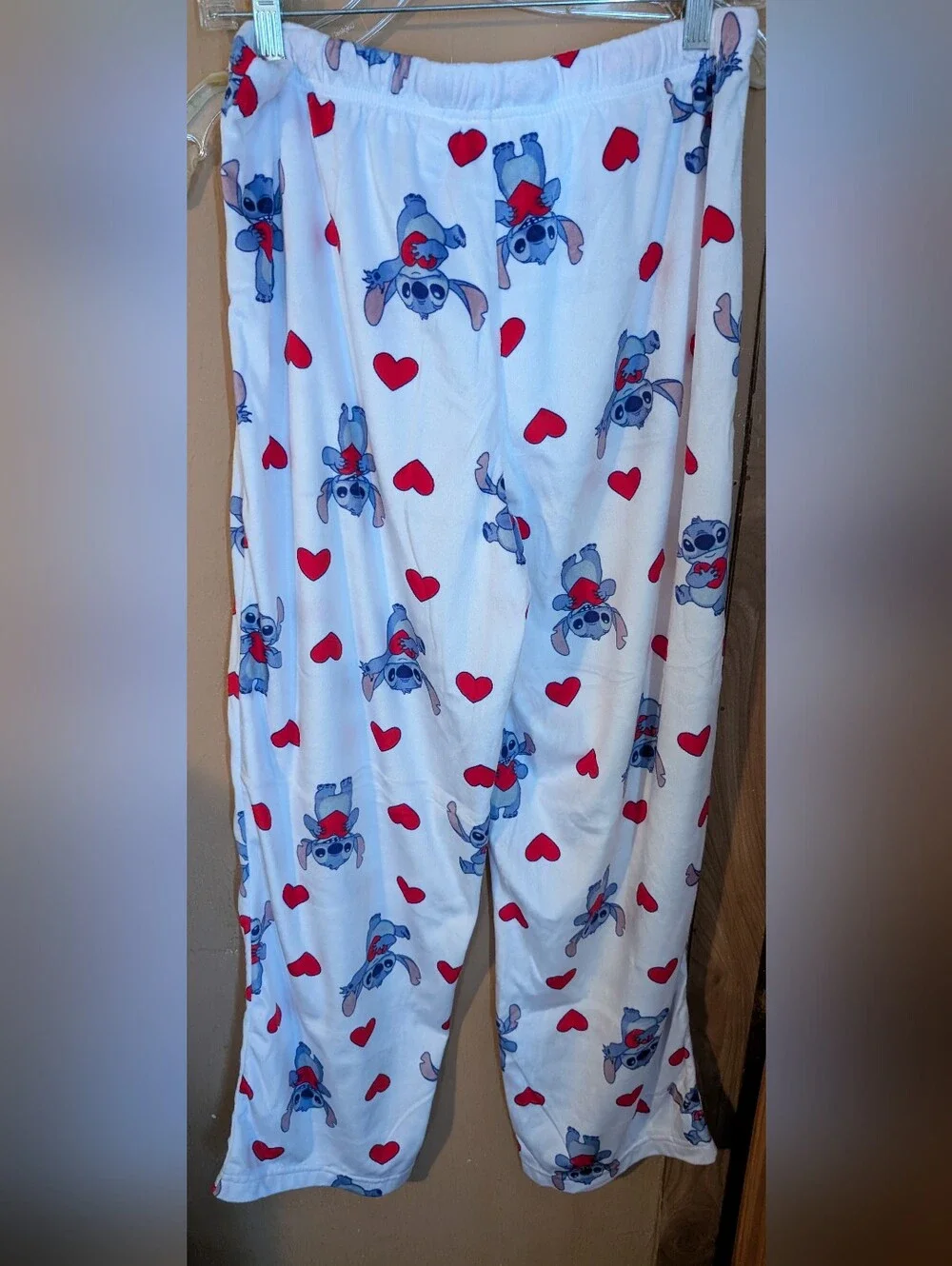 Disney White & Red Stitch Heart Pajama Bottoms Sz M - Picture 3 of 4